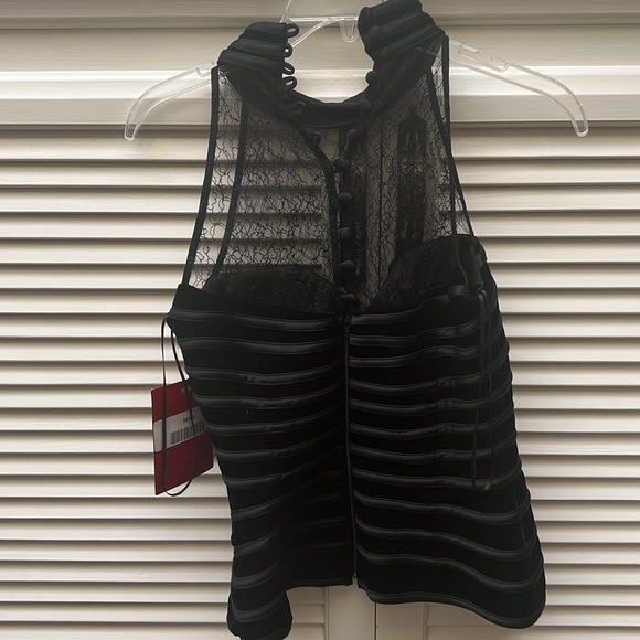 Vintage JS Collection Bustier style top with velvet and lace new with tag - Picture 4 of 5